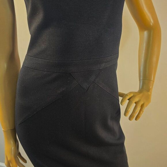 Cache Contour Collection Sz 4 Sleeveless Black Dress Pleated Pencil Stretch - Picture 8 of 12